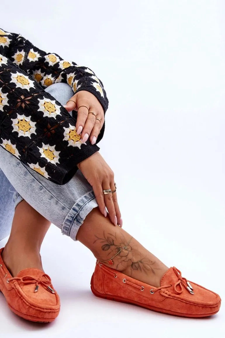 Damskie Zamszowe Mokasyny Pomarańczowe Si Passione