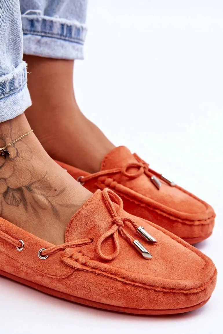 Damskie Zamszowe Mokasyny Pomarańczowe Si Passione