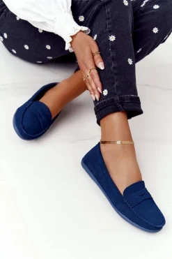 Damskie Zamszowe Mokasyny Big Star HH274663 Granatowe