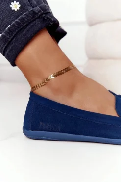 Damskie Zamszowe Mokasyny Big Star HH274663 Granatowe