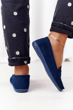 Damskie Zamszowe Mokasyny Big Star HH274663 Granatowe