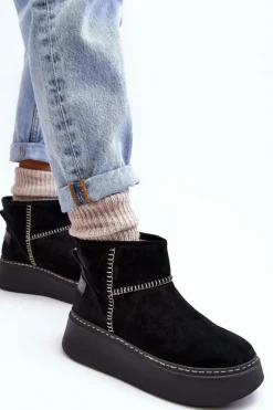 Damskie Zamszowe Śniegowce Maciejka 06257-01 Czarne