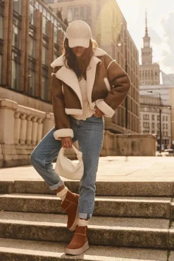 Damskie Zamszowe Śniegowce Maciejka 06257-29 Brązowe