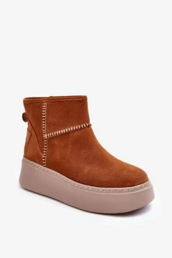 Damskie Zamszowe Śniegowce Maciejka 06257-29 Brązowe