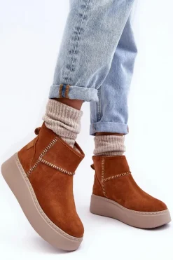 Damskie Zamszowe Śniegowce Maciejka 06257-29 Brązowe