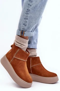 Damskie Zamszowe Śniegowce Maciejka 06257-29 Brązowe