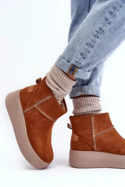 Damskie Zamszowe Śniegowce Maciejka 06257-29 Brązowe