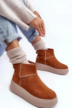 Damskie Zamszowe Śniegowce Maciejka 06257-29 Brązowe