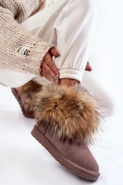 Damskie Zamszowe Śniegowce Z Futerkiem Szare Alexa