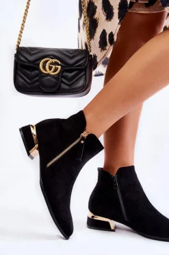 Damskie Zamszowe Ocieplane Botki Czarne Laufey