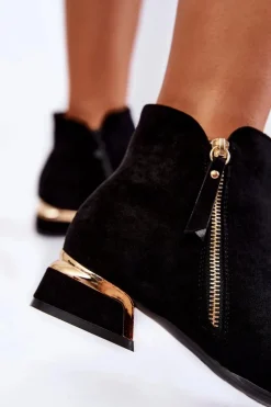 Damskie Zamszowe Ocieplane Botki Czarne Laufey