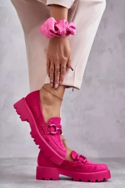 Damskie Zamszowe Półbuty Na Platformie Różowe Gunn