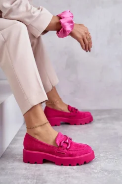 Damskie Zamszowe Półbuty Na Platformie Różowe Gunn