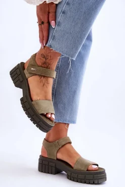 Damskie Zamszowe Sandały Big Star LL276033 Zielone