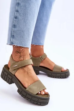 Damskie Zamszowe Sandały Big Star LL276033 Zielone