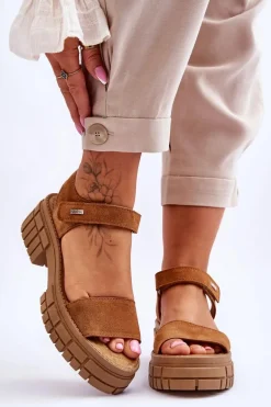 Damskie Zamszowe Sandały Big Star LL276032 Camel