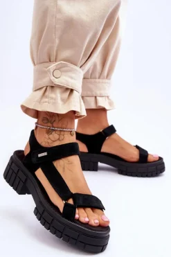 Damskie Zamszowe Sandały Big Star LL276035 Czarne