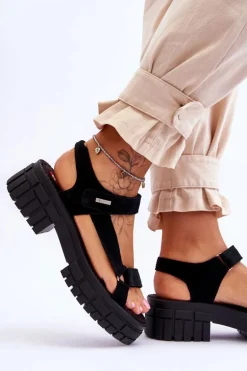 Damskie Zamszowe Sandały Big Star LL276035 Czarne