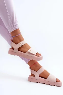 Damskie Zamszowe Sandały Na Platformie Big Star NN274701 Różowe