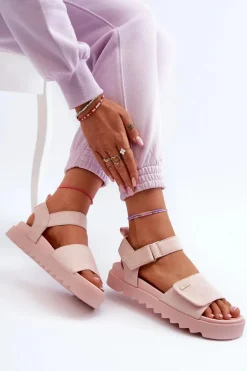 Damskie Zamszowe Sandały Na Platformie Big Star NN274701 Różowe