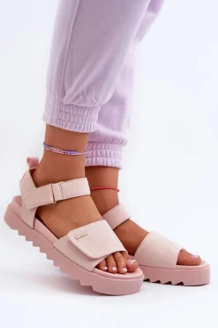 Damskie Zamszowe Sandały Na Platformie Big Star NN274701 Różowe