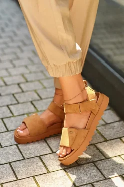 Damskie Zamszowe Sandały Na Platformie Big Star NN274705 Brązowe