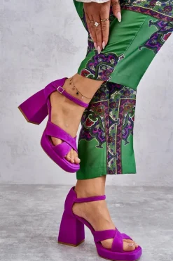 Damskie Zamszowe Sandały Na Obcasie Lewski Shoes 3221 Fuksja