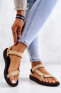 Damskie Zamszowe Sportowe Sandały Beżowe Harris