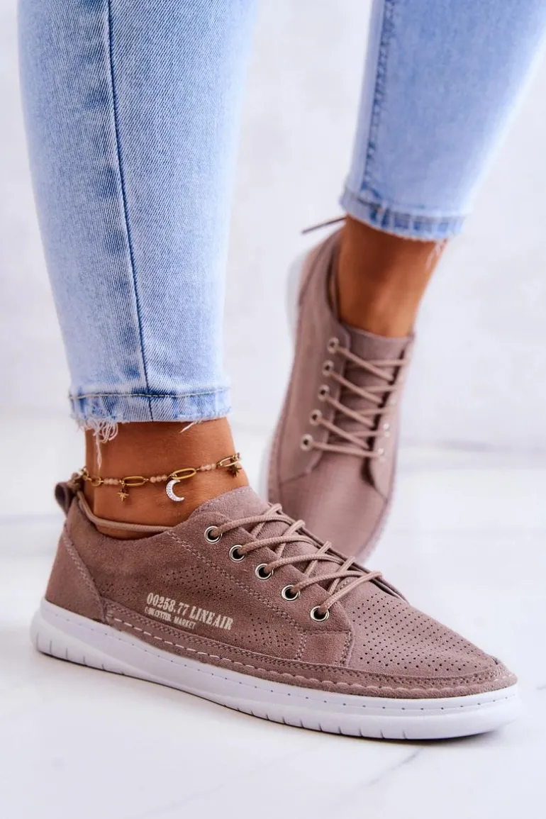 Damskie Zamszowe Tenisówki Brązowe Cloesa