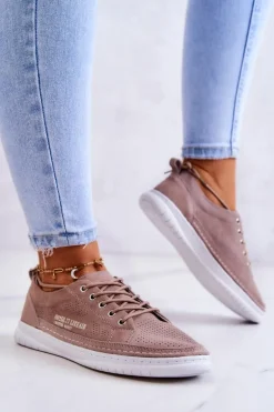 Damskie Zamszowe Tenisówki Brązowe Cloesa