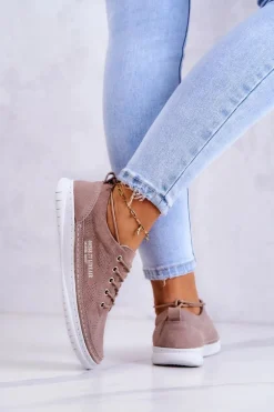 Damskie Zamszowe Tenisówki Brązowe Cloesa