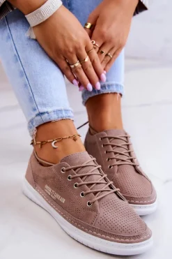 Damskie Zamszowe Tenisówki Brązowe Cloesa