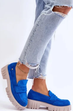 Damskie Zamszowe Wsuwane Półbuty Niebieskie Fiorell