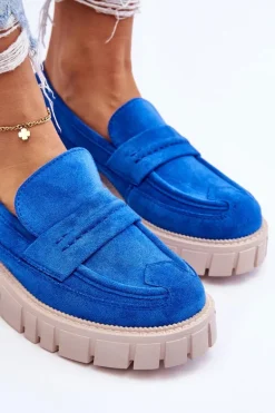 Damskie Zamszowe Wsuwane Półbuty Niebieskie Fiorell