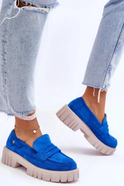 Damskie Zamszowe Wsuwane Półbuty Niebieskie Fiorell