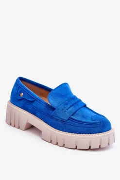 Damskie Zamszowe Wsuwane Półbuty Niebieskie Fiorell