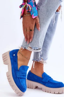 Damskie Zamszowe Wsuwane Półbuty Niebieskie Fiorell