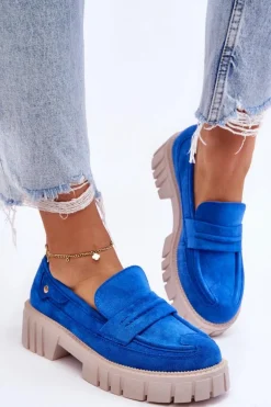 Damskie Zamszowe Wsuwane Półbuty Niebieskie Fiorell