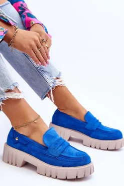 Damskie Zamszowe Wsuwane Półbuty Niebieskie Fiorell