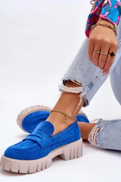 Damskie Zamszowe Wsuwane Półbuty Niebieskie Fiorell