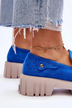 Damskie Zamszowe Wsuwane Półbuty Niebieskie Fiorell