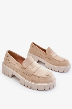 Damskie Zamszowe Wsuwane Półbuty Beżowe Fiorell