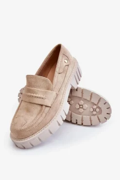Damskie Zamszowe Wsuwane Półbuty Beżowe Fiorell