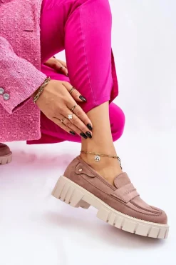 Damskie Zamszowe Wsuwane Półbuty Jasnobrązowe Fiorell