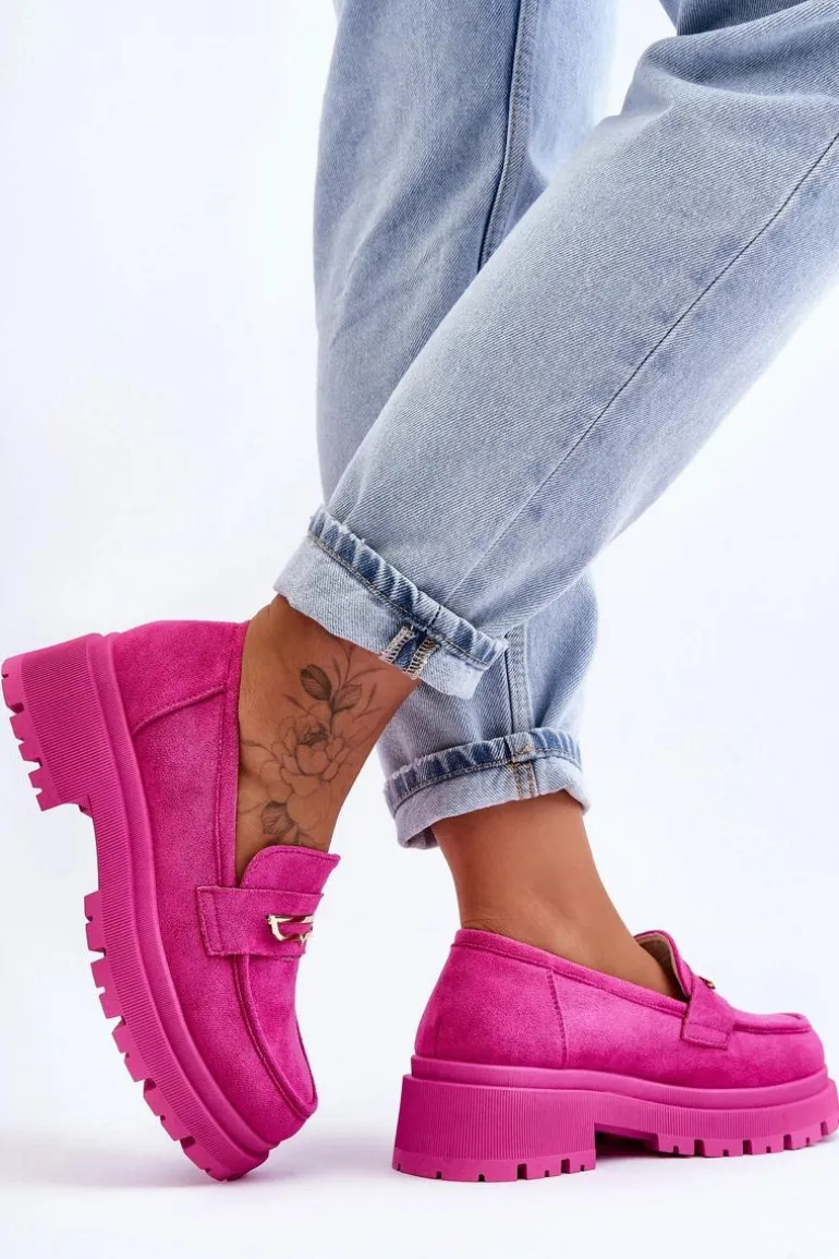 Damskie Zamszowe Wsuwane Mokasyny Różowe Pure Love