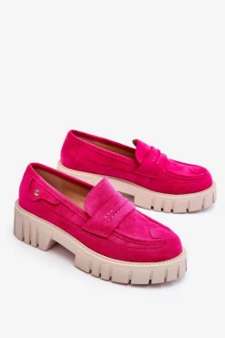 Damskie Zamszowe Wsuwane Półbuty Fuksja Fiorell