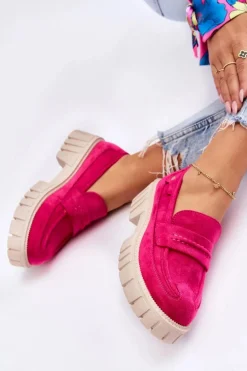 Damskie Zamszowe Wsuwane Półbuty Fuksja Fiorell