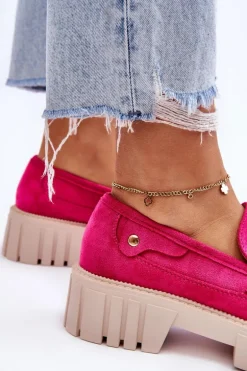 Damskie Zamszowe Wsuwane Półbuty Fuksja Fiorell