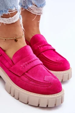 Damskie Zamszowe Wsuwane Półbuty Fuksja Fiorell