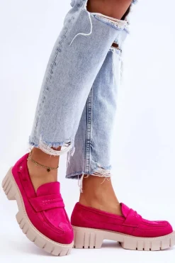 Damskie Zamszowe Wsuwane Półbuty Fuksja Fiorell